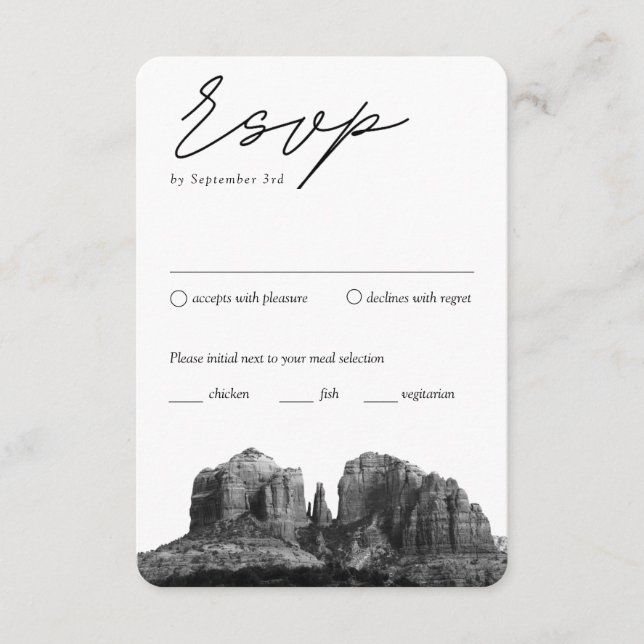 Tarjeta De Recepción Opción de comidas RSVP Tradicional de Sedona Arizo (Anverso)