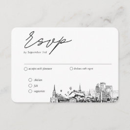 Tarjeta De Recepción Opción de comidas RSVP tradicionales para Bodas de