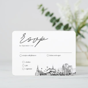 Tarjeta De Recepción Opción de comidas RSVP tradicionales para Bodas de