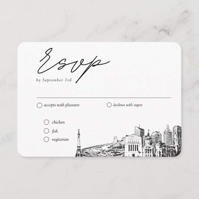 Tarjeta De Recepción Opción tradicional de comidas RSVP para Bodas de I (Anverso)