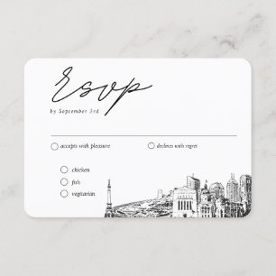 Tarjeta De Recepción Opción tradicional de comidas RSVP para Bodas de I