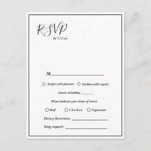 Tarjeta De Recepción Opciones de Boda moderno elegante RSVP