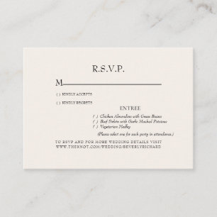 Tarjeta De Recepción Opciones de cena crema Gabinete RSVP de boda