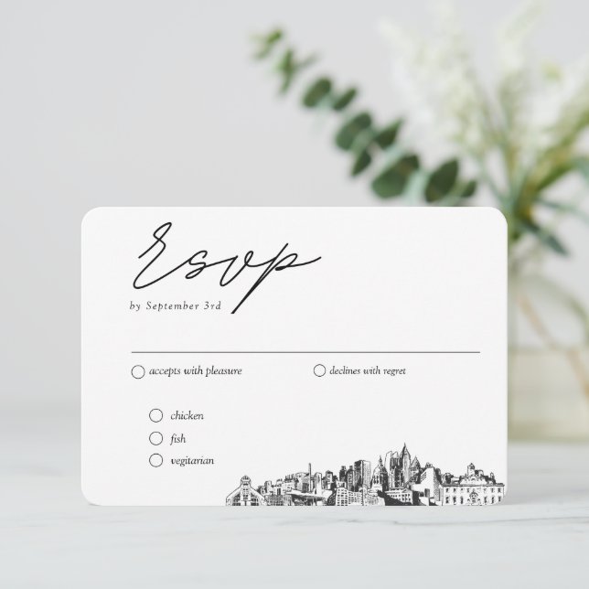 Tarjeta De Recepción Opciones de comida tradicional RSVP de Atlanta Bod (Anverso de pie)