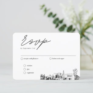 Tarjeta De Recepción Opciones de comida tradicional RSVP para Bodas de 