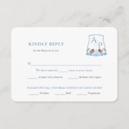 Tarjeta De Recepción Opciones de comidas del Boda de color azul rojo el