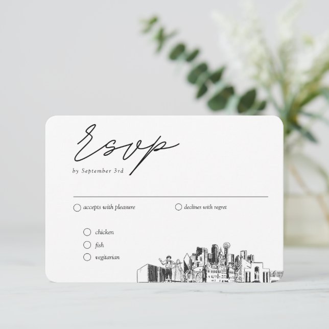 Tarjeta De Recepción Opciones de comidas RSVP tradicionales Bodas de Da (Anverso de pie)