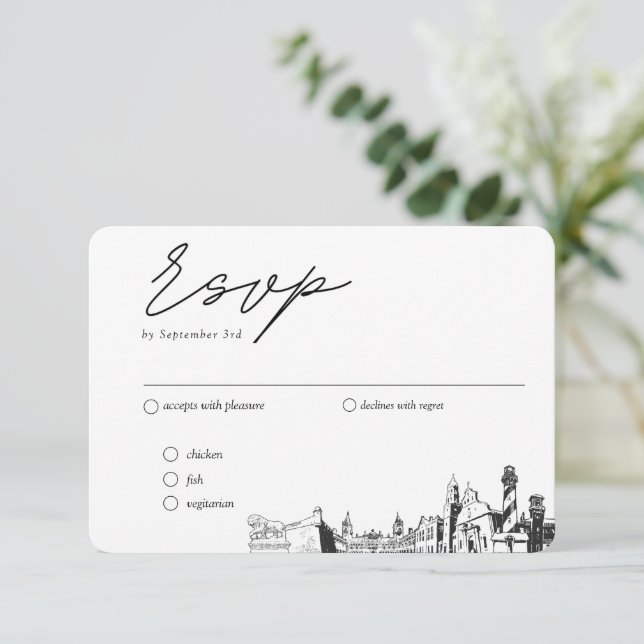 Tarjeta De Recepción Opciones de comidas RSVP tradicionales de St Augus (Anverso de pie)