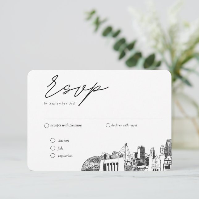 Tarjeta De Recepción Opciones de comidas tradicionales de Omaha Boda RS (Anverso de pie)