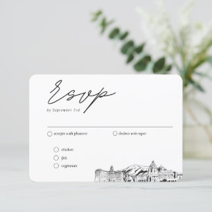 Tarjeta De Recepción Opciones de comidas tradicionales de Pasadena Boda