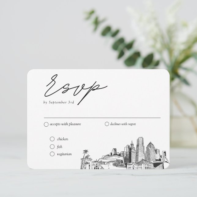 Tarjeta De Recepción Opciones tradicionales de comidas RSVP para Bodas  (Anverso de pie)