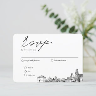Tarjeta De Recepción Opciones tradicionales de comidas RSVP para Bodas 