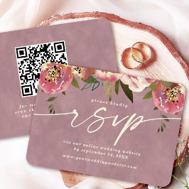 Tarjeta De Recepción Ophelia Floral Dusty Pink sitio web QR Code RSVP