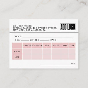 Tarjeta De Recepción Optometrist Spectacle Prescriptation Business