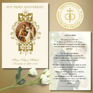 TARJETA DE RECEPCIÓN ORACIÓN CATÓLICA DE ANIVERSARIO DE BODAS CON FOTO
