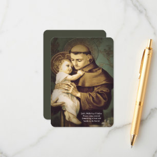 Tarjeta De Recepción Oración de restauración de San Antonio de objetos
