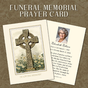 Tarjeta De Recepción Oración en memoria de funerales florales de la Cru