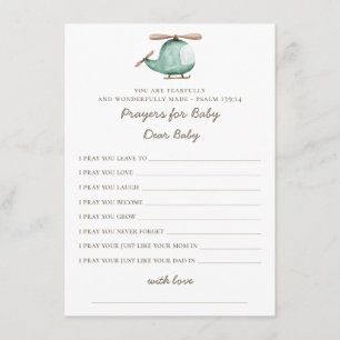 Tarjeta De Recepción Oraciones para el bebé   Baby Shower de helicópter