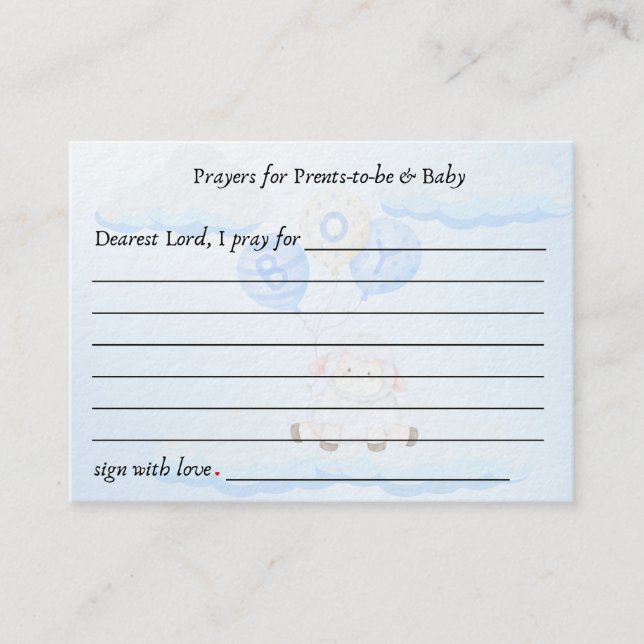 Tarjeta De Recepción Oraciones para futuros padres y oveja azul bebé (Anverso)