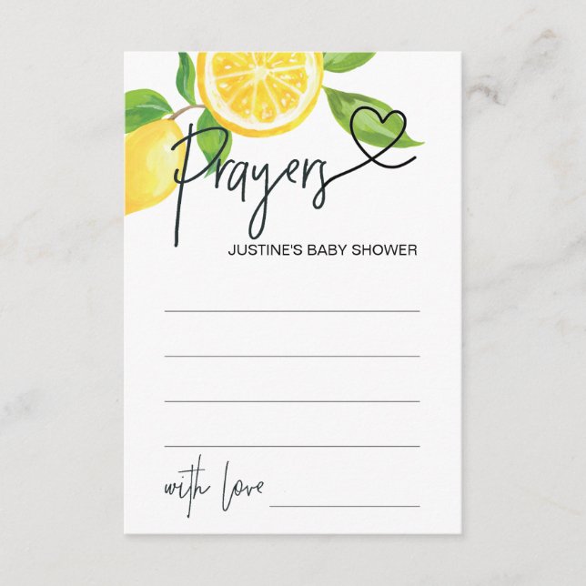 Tarjeta De Recepción Oraciones Para Los Lemones De Verano De Baby Showe (Anverso)