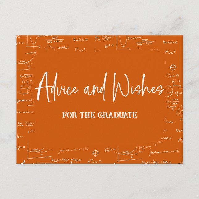 Tarjeta De Recepción Orange Advice and Wishes for the Graduate  (Anverso)
