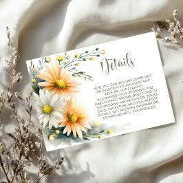 Tarjeta De Recepción Orange and White Daisies Wedding Details