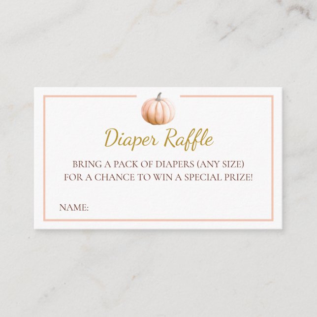 Tarjeta De Recepción Orange Pumpkin Fall Baby Shower Diaper Raffle Card (Anverso)