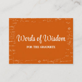 Tarjeta De Recepción Orange White Graduate Words of Wisdom Advice