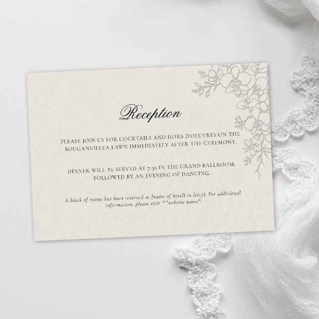 Tarjeta De Recepción Orchid Elevated Ecru Formal Traditional Wedding (orchid wedding enclosure card formal modern classic traditional black tie parents hosted ecru)