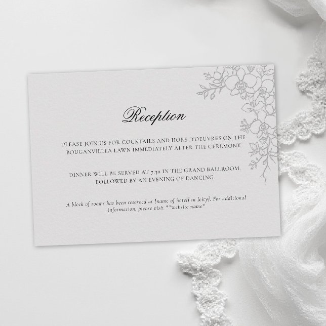 Tarjeta De Recepción Orchid Elevated Ivory Formal Traditional Wedding (orchid wedding enclosure card formal modern classic traditional black tie parents hosted ivory)