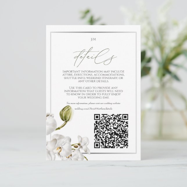 Tarjeta De Recepción Orchids Frame Elegant Tropical Wedding (Anverso de pie)