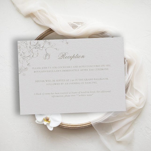 Tarjeta De Recepción Orchids Reverie Ivory Formal Traditional Wedding (orchid wedding enclosure card reception art sketch romantic modern classic formal elegant ivory)