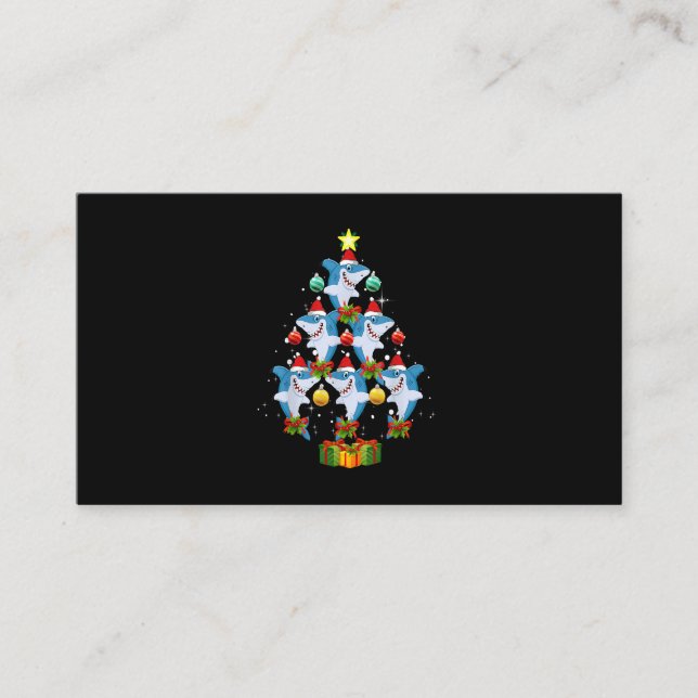Tarjeta De Recepción Ornamentos de árbol de navidad de tiburón Santa Fu (Anverso)