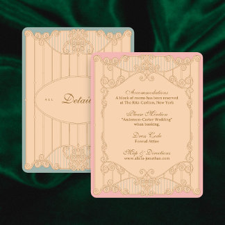 Tarjeta De Recepción Ornate Art Nouveau Wedding Details Card