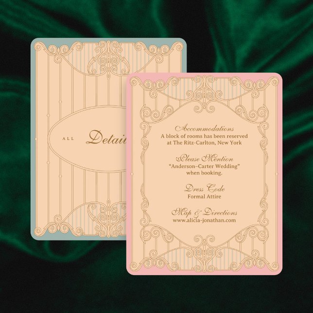 Tarjeta De Recepción Ornate Art Nouveau Wedding Details Card (Subido por el creador)