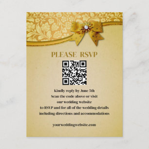 Tarjeta De Recepción Ornate Elegant Retro Abstract Flores y hojas