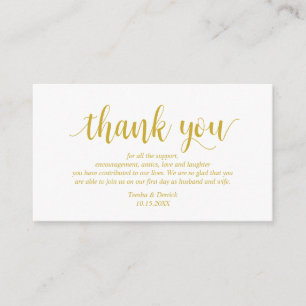 Tarjeta De Recepción oro amarillo Rústico moderno, Boda Gracias