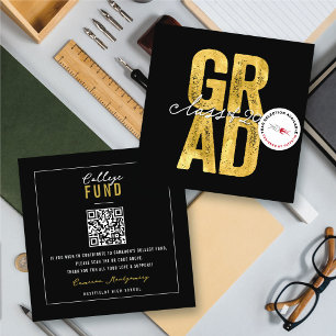 Tarjeta De Recepción Oro Audaz Fondo Universitario de Graduación Estilo