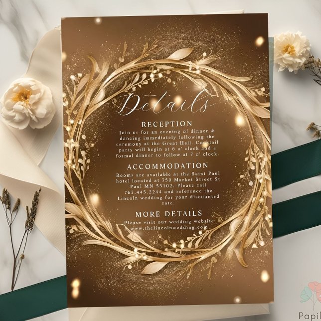 Tarjeta De Recepción Oro de amor Romántico Glam Boda (Subido por el creador)