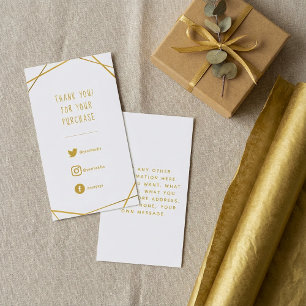 Tarjeta De Recepción Oro geométrico gracias a los pedidos de clientes