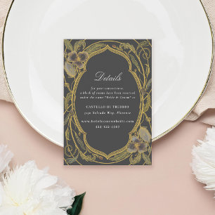 Tarjeta De Recepción Oro gris Boda de estilo Art Nouveau floral antiguo