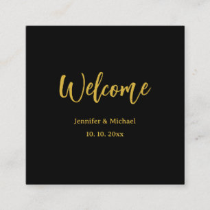 Tarjeta De Recepción Oro Metálico y Elegante Moderno Profesional Negro