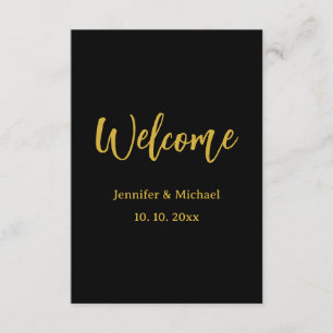 Tarjeta De Recepción Oro Metálico y Negro Moderno Elegante Profesional