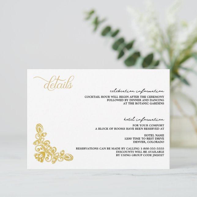 Tarjeta De Recepción Oro vintage (Anverso de pie)