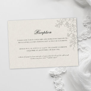 Tarjeta De Recepción Orquídea Elegante Ecru Formal Tradicional Boda