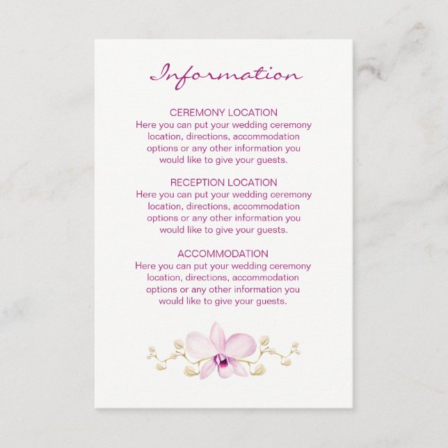 Tarjeta De Recepción Orquídea Púrpura Tropical (Anverso)