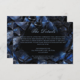 Tarjeta De Recepción Oscuro Blue Boho Crystals Black Boda