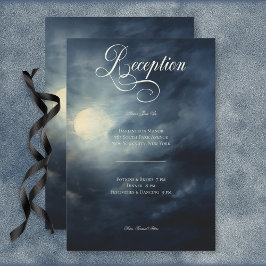 Tarjeta De Recepción Oscuro Gótico Full Moon Night Sky Wedding Recepció