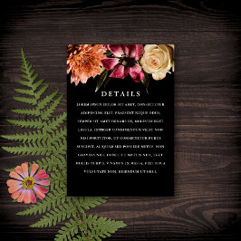 Tarjeta De Recepción Oscuro + Moody Elegante Boda Floral Negro