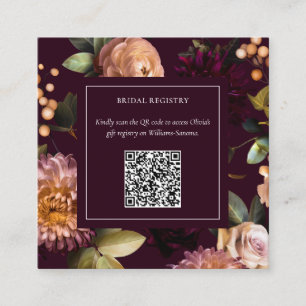 Tarjeta De Recepción Oscuro Moody Gothic Floral Bridal Shower QR Código